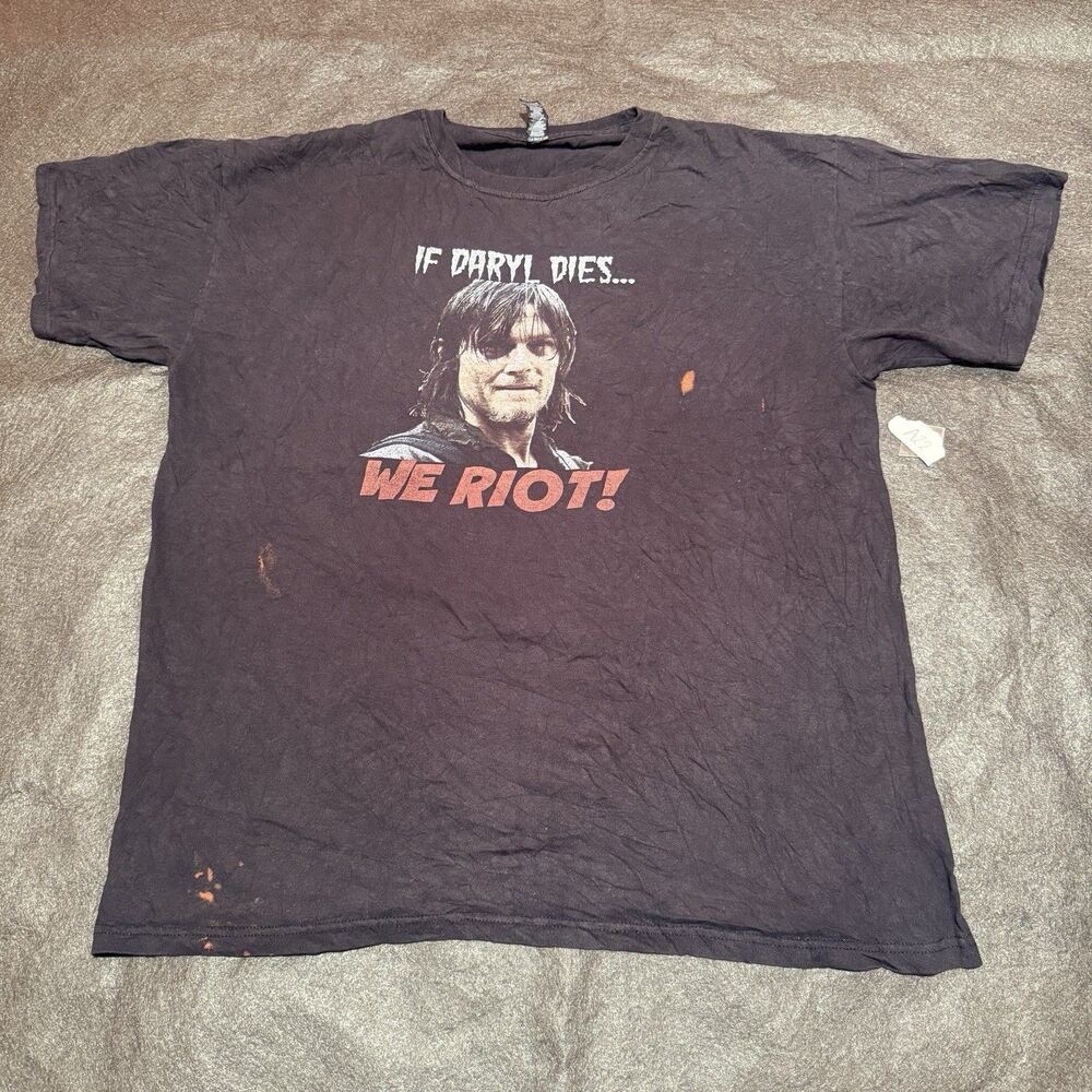 The Walking Dead Mens TShirt L Large Black Daryl Dixon Graphic Tee Shirt